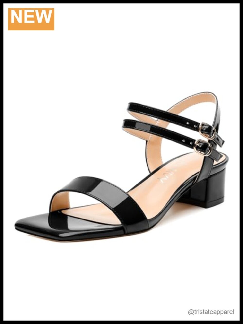 Women's Low Heel Sandals Open Square Toe Adjustable Ankle Strap Casual